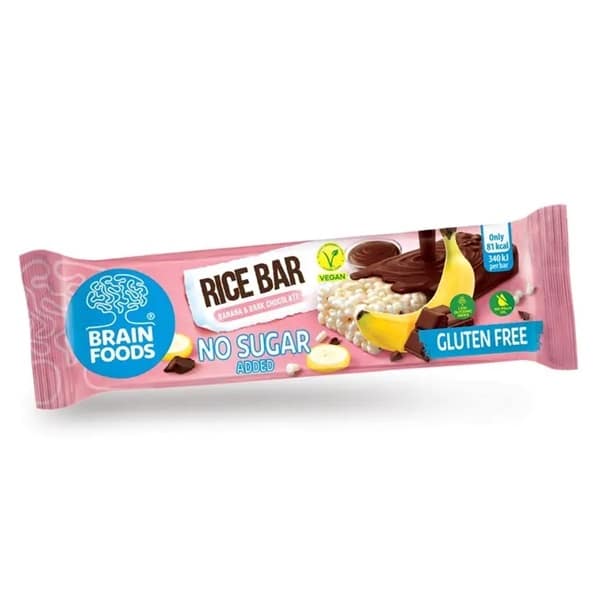 Brain Foods Rice Bar Banana and Dark Chocolate