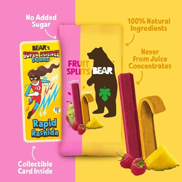 BEAR Fruit Splits Pineapple and Raspberry